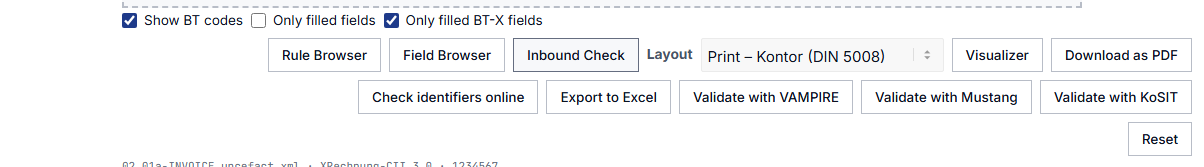 Screenshot of the viewer toolbar with the button “Inbound Check”.